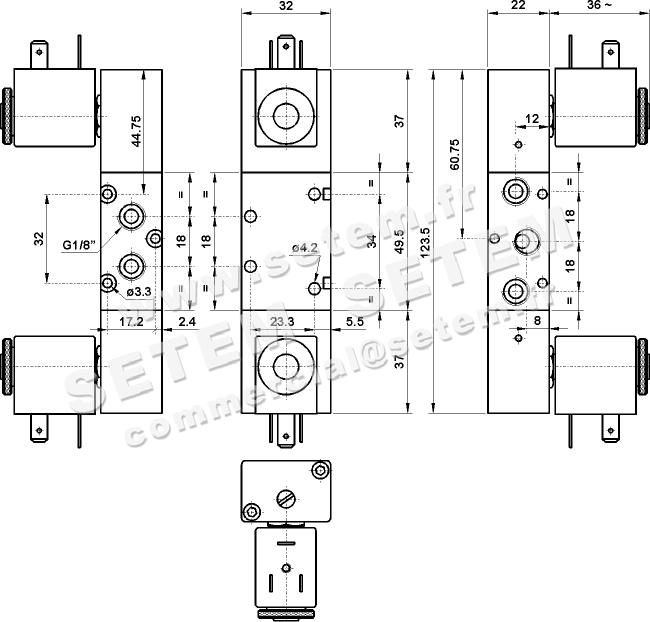 ÉLECTROVANNE PNEUMATIQUE 5/2 521 EE90 L 2