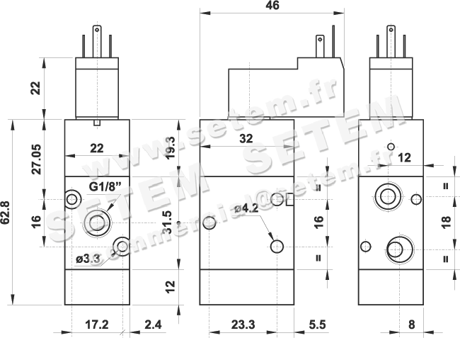 ÉLECTROVANNE PNEUMATIQUE 3/2 NC 321 ME MIC 02 2