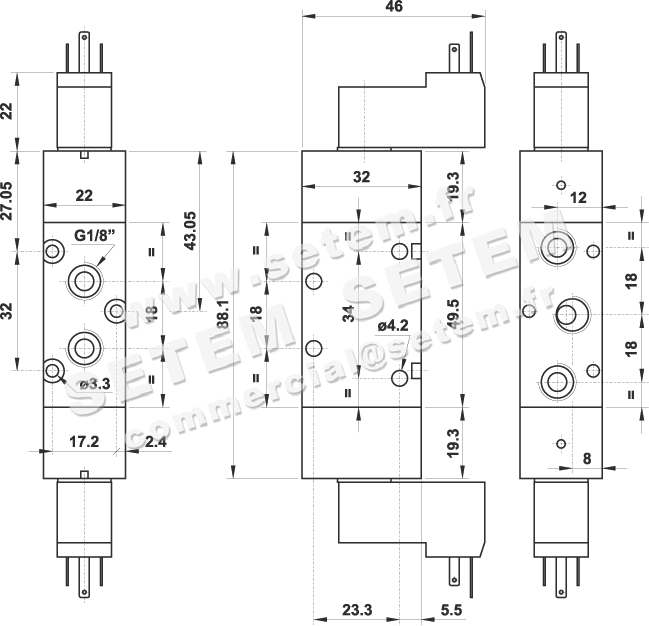 ÉLECTROVANNE PNEUMATIQUE 5/2 521 EE MIC 01 2