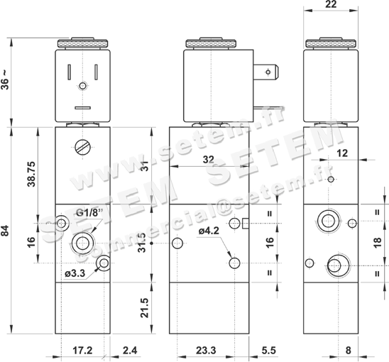 ÉLECTROVANNE PNEUMATIQUE 3/2 NC 321 MRE