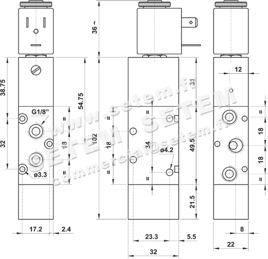 ÉLECTROVANNE PNEUMATIQUE 5/2 521 MRE