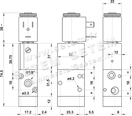 ÉLECTROVANNE PNEUMATIQUE 3/2 NC 321S ME 2