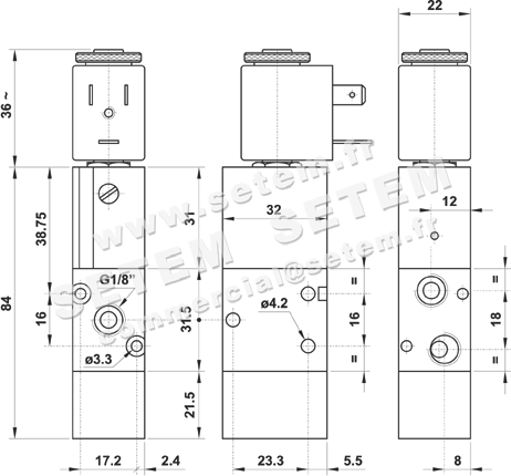 ÉLECTROVANNE PNEUMATIQUE 3/2 NC 321S MRE