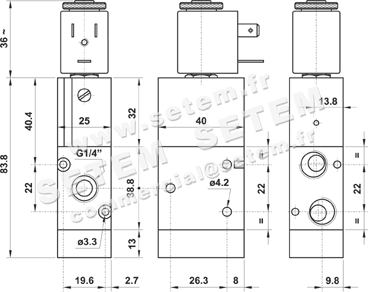 ÉLECTROVANNE PNEUMATIQUE 3/2 NC 322S ME 2