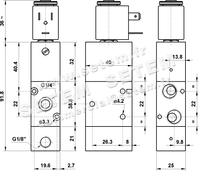 ÉLECTROVANNE PNEUMATIQUE 3/2 322 CE 2