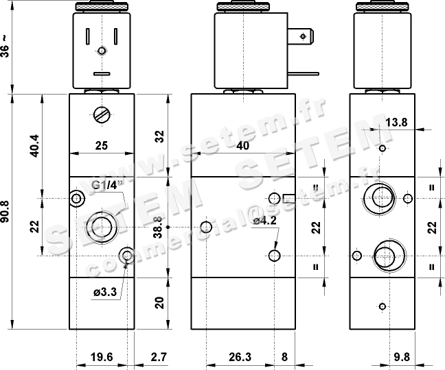 ÉLECTROVANNE PNEUMATIQUE 3/2 NC 322 EFP 2