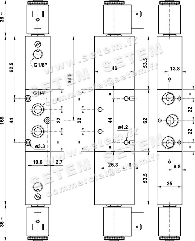ÉLECTROVANNE PNEUMATIQUE 5/3 5223C EE AS 2