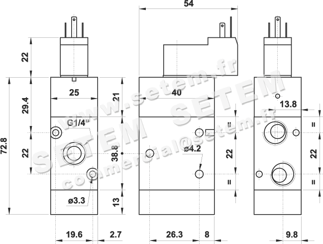ÉLECTROVANNE PNEUMATIQUE 3/2 NC 322 ME MIC 02 2