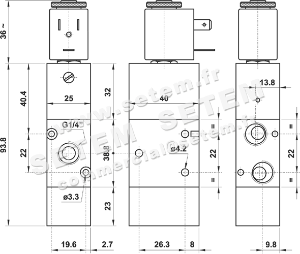 ÉLECTROVANNE PNEUMATIQUE 3/2 NC 322 MRE