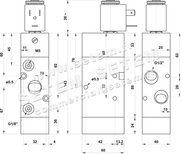 ÉLECTROVANNE PNEUMATIQUE 3/2 NA 324 MEA 2