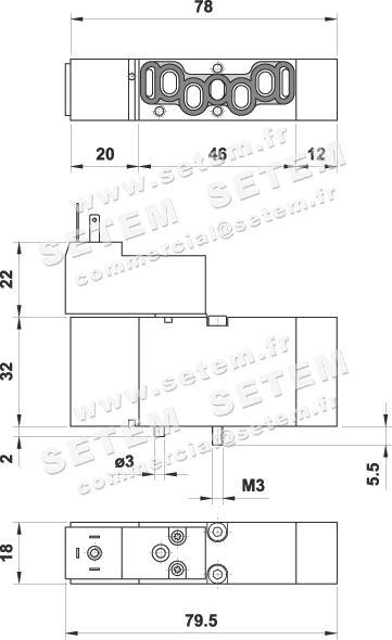 ÉLECTROVANNE PNEUMATIQUE VDMA 5/2 851 ME 00 2