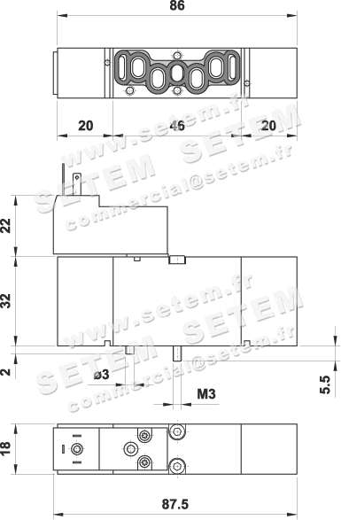 ÉLECTROVANNE PNEUMATIQUE VDMA 5/2 851 EFP 02 2