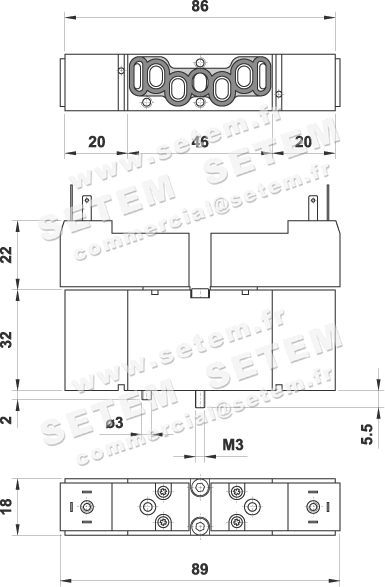 ÉLECTROVANNE PNEUMATIQUE VDMA 5/2 851 EE 02 2