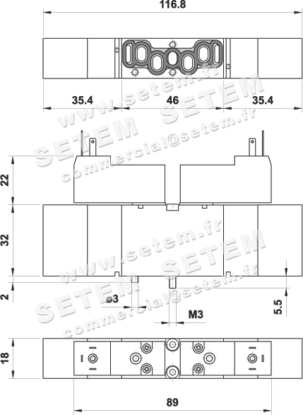 ÉLECTROVANNE PNEUMATIQUE VDMA 5/3 8513C EE 02 2