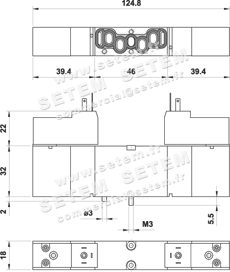 ÉLECTROVANNE PNEUMATIQUE VDMA 5/3 8513A EE AS 04 2