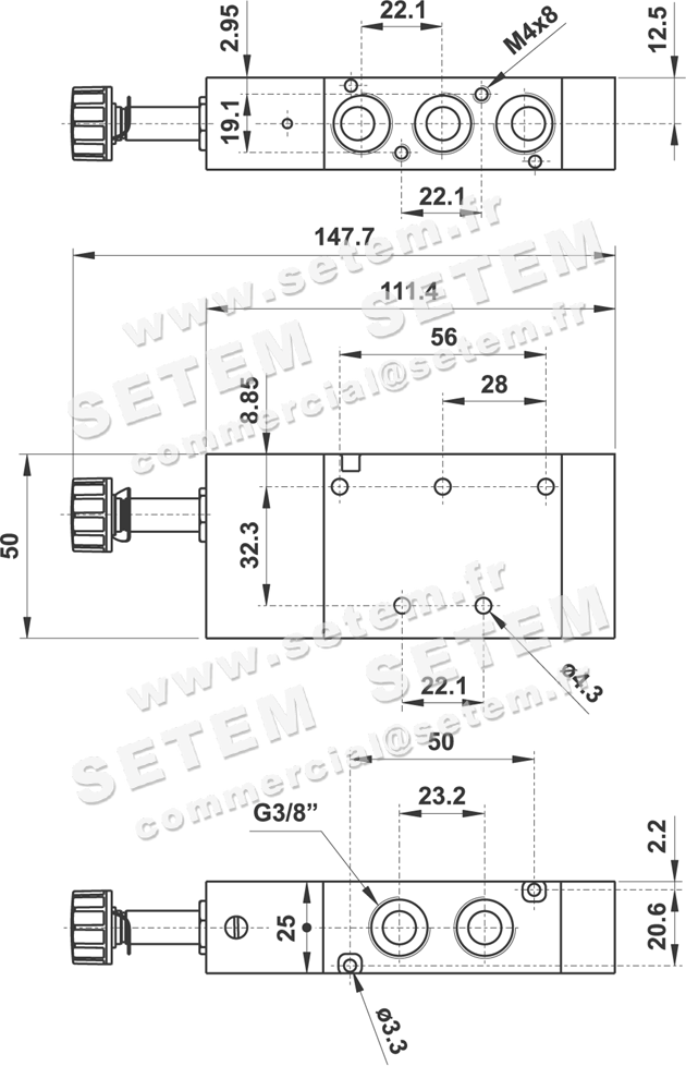 ÉLECTROVANNE PNEUMATIQUE 5/2 523 ME 2