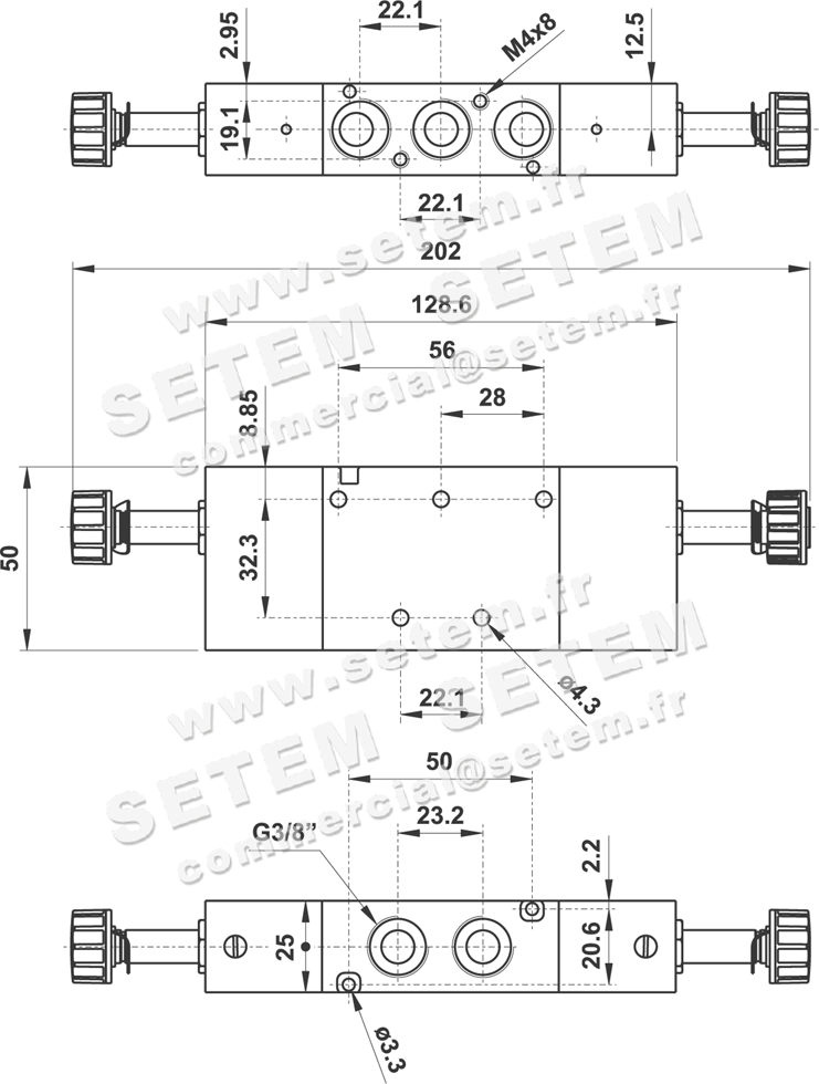 ÉLECTROVANNE PNEUMATIQUE 5/3 523 EE 2