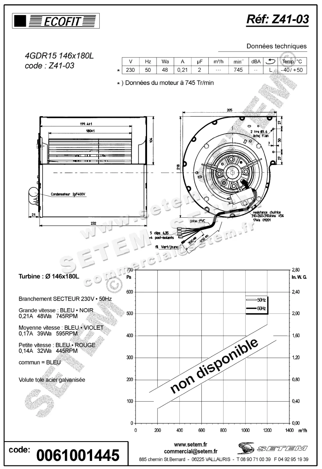 VENTILATEUR 4GDR15.146X180L "SGV020040" *Z41.03* 5