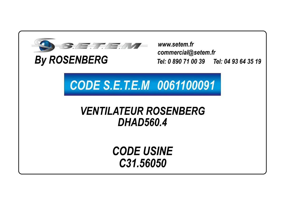 0061100091-VENTILATEUR ROSENBERG DHAD560.4 *C31.56050*