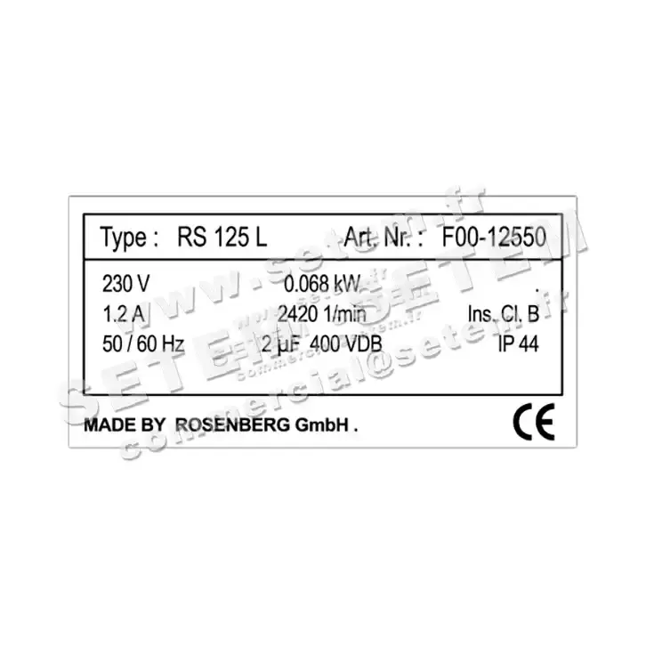 0061100101-VENTILATEUR ROSENBERG RS125L "U05.02" *F00.12550* 4