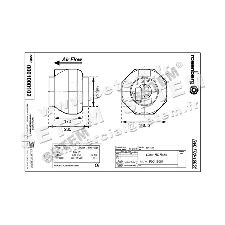 0061100102-VENTILATEUR ROSENBERG RS160 *U05.04* 4