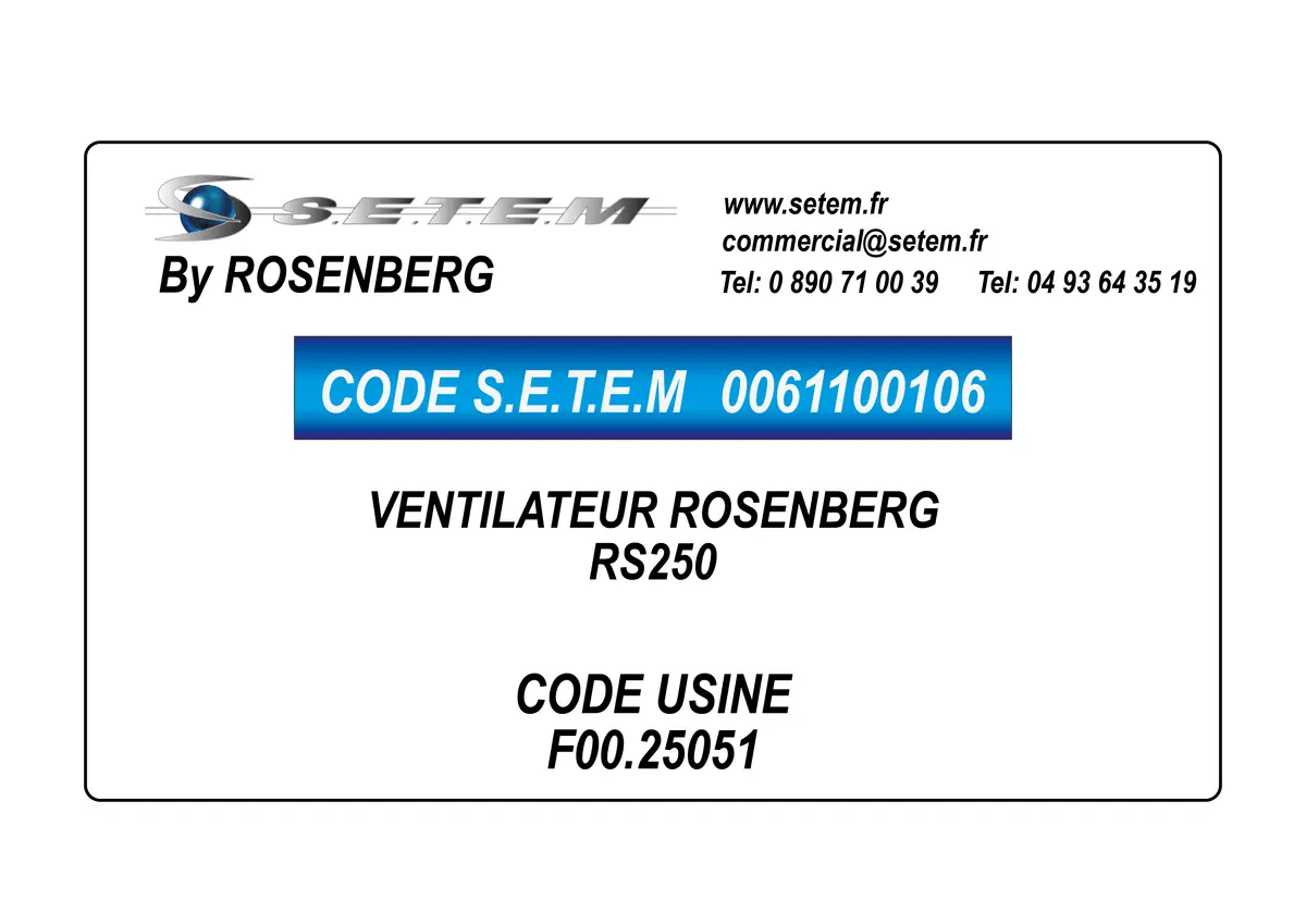 0061100106-VENTILATEUR ROSENBERG RS250 *F00.25051*