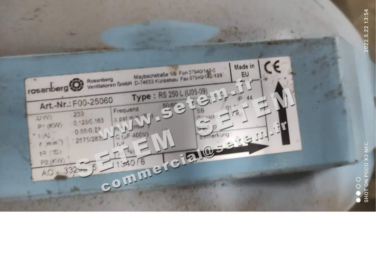 0061100107-VENTILATEUR ROSENBERG RS250L "U05.09" *F00.25060*