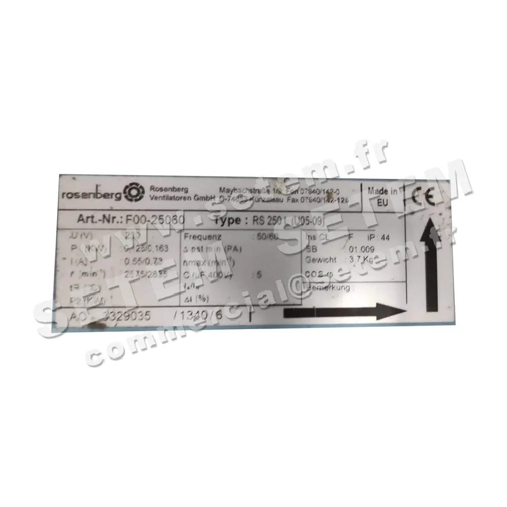 0061100107-VENTILATEUR ROSENBERG RS250L "U05.09" *F00.25060*