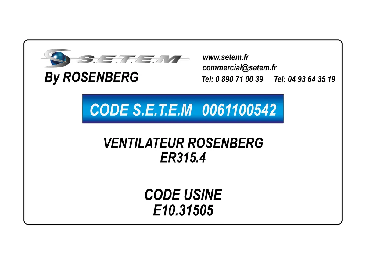 0061100542-VENTILATEUR ROSENBERG ER315.4 *E10.31505*