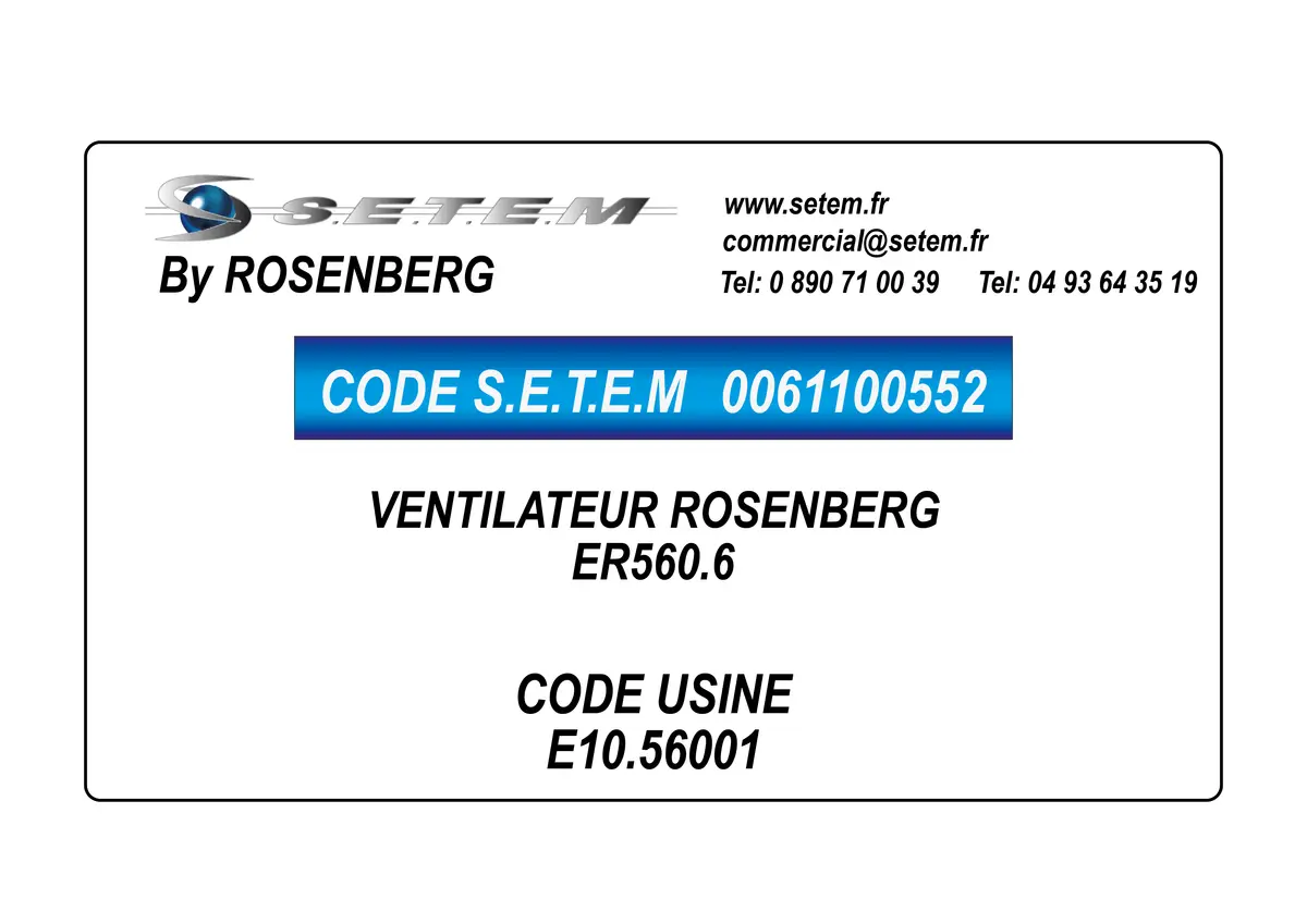 0061100552-VENTILATEUR ROSENBERG ER560.6 *E10.56001*