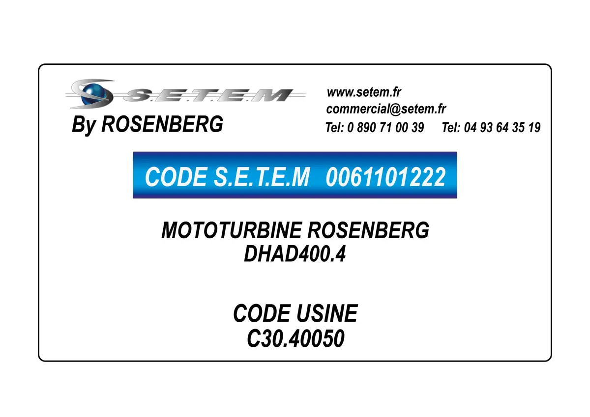 0061101222-MOTOTURBINE ROSENBERG DHAD400.4 *C30.40050*