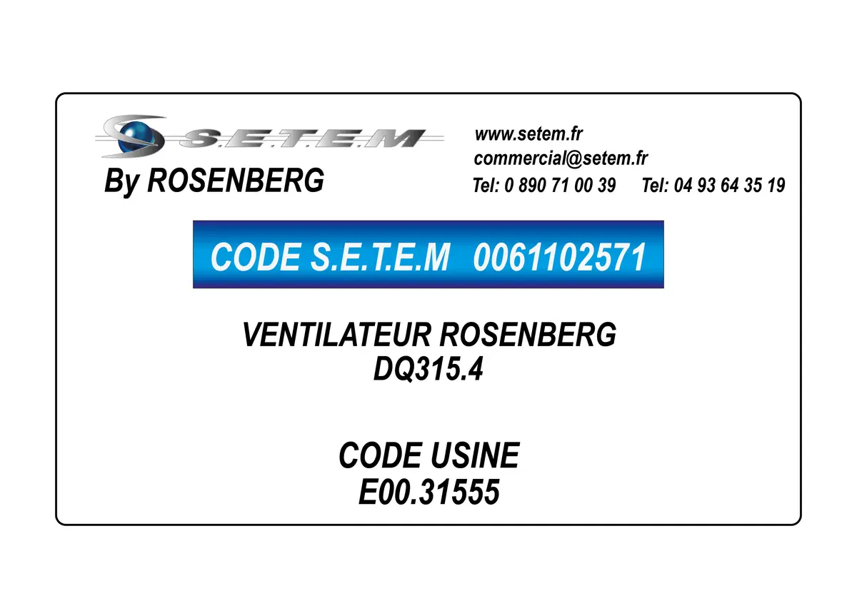 0061102571-VENTILATEUR ROSENBERG DQ315.4 *E00.31555*