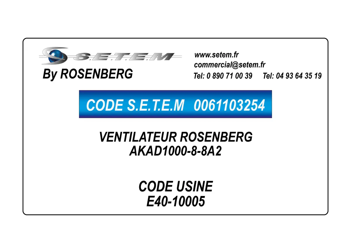 0061103254-VENTILATEUR ROSENBERG AKAD1000-8-8A2 *E40-10005*