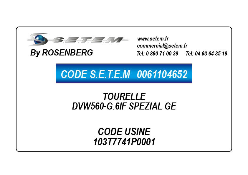 TOURELLE DVW560-G.6IF SPEZIAL GE *103T7741P0001*