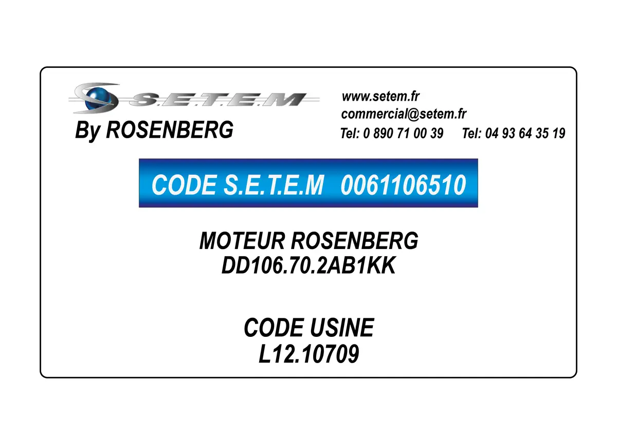 0061106510-MOTEUR ROSENBERG DD106.70.2AB1KK *L12.10709*