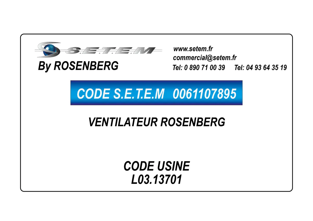 0061107895-VENTILATEUR ROSENBERG *L03.13701*