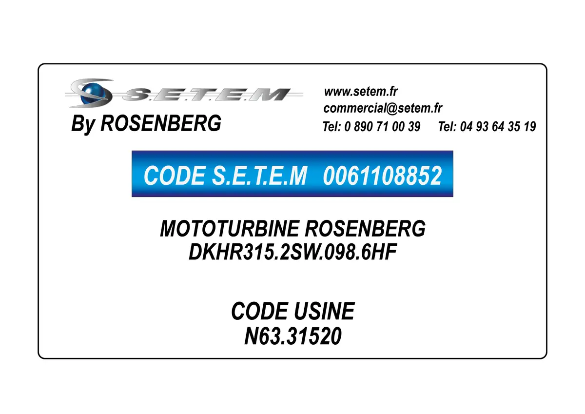0061108852-MOTOTURBINE ROSENBERG DKHR315.2SW.098.6HF *N63.31520*