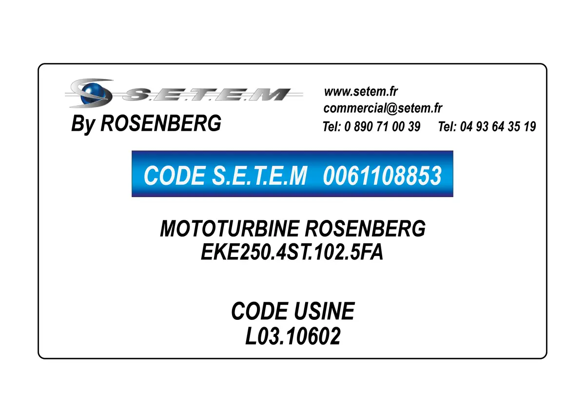 0061108853-MOTOTURBINE ROSENBERG EKE250.4ST.102.5FA *L03.10602*