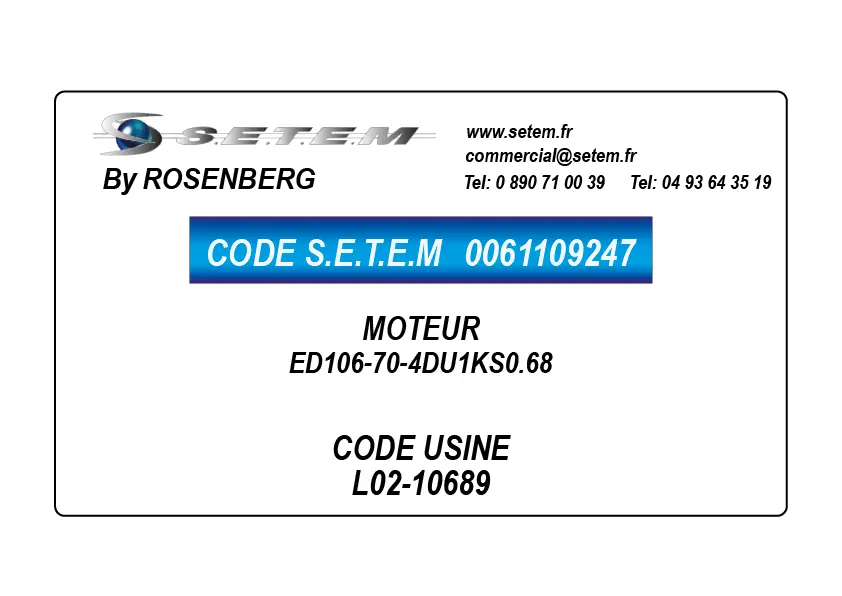 0061109247-MOTEUR ROSENBERG ED106-70-4DU1KS0.68 *L02-10689*