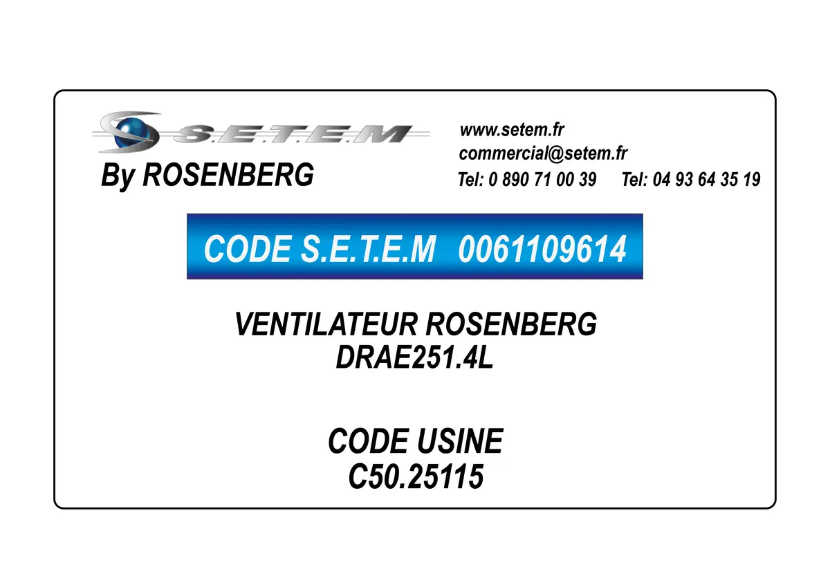 0061109614-VENTILATEUR ROSENBERG DRAE251.4L *C50.25115*
