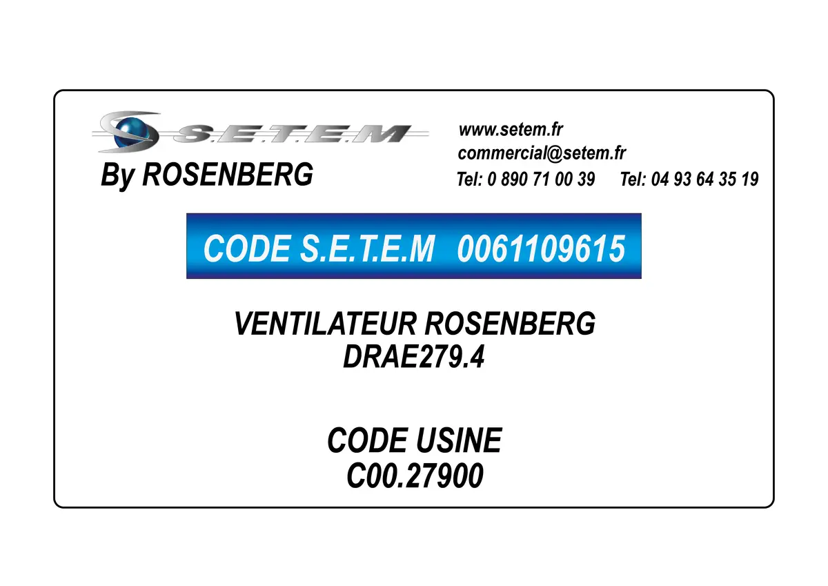 0061109615-VENTILATEUR ROSENBERG DRAE279.4 *C00.27900*