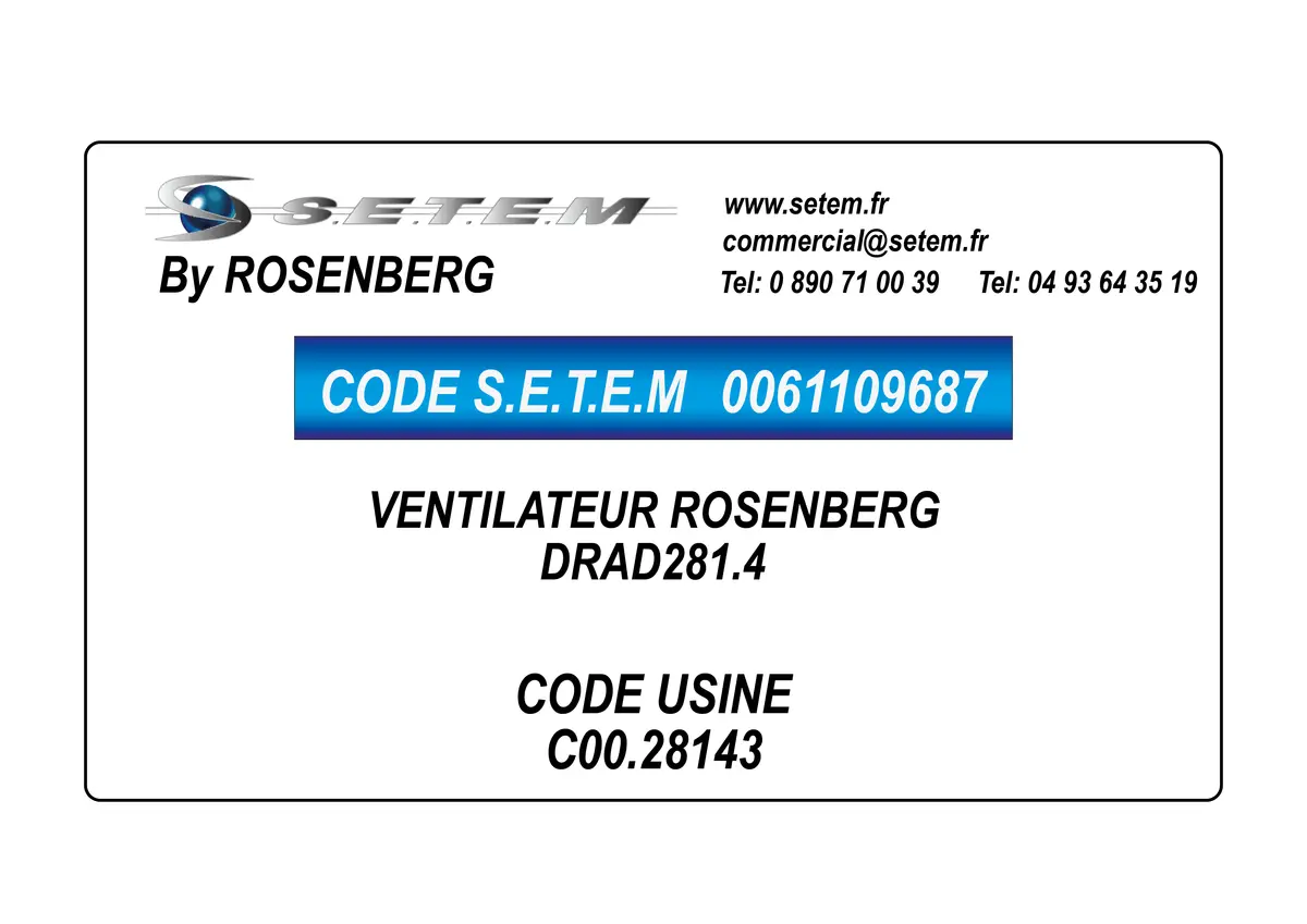 0061109687-VENTILATEUR ROSENBERG DRAD281.4 *C00.28143*