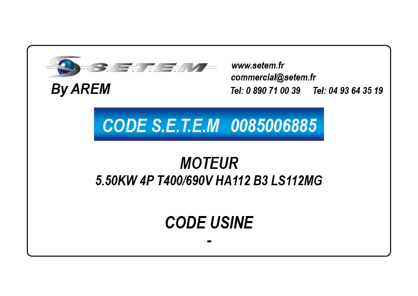 MOTEUR 5.50KW 4P T400/690V HA112 B3 LS112MG