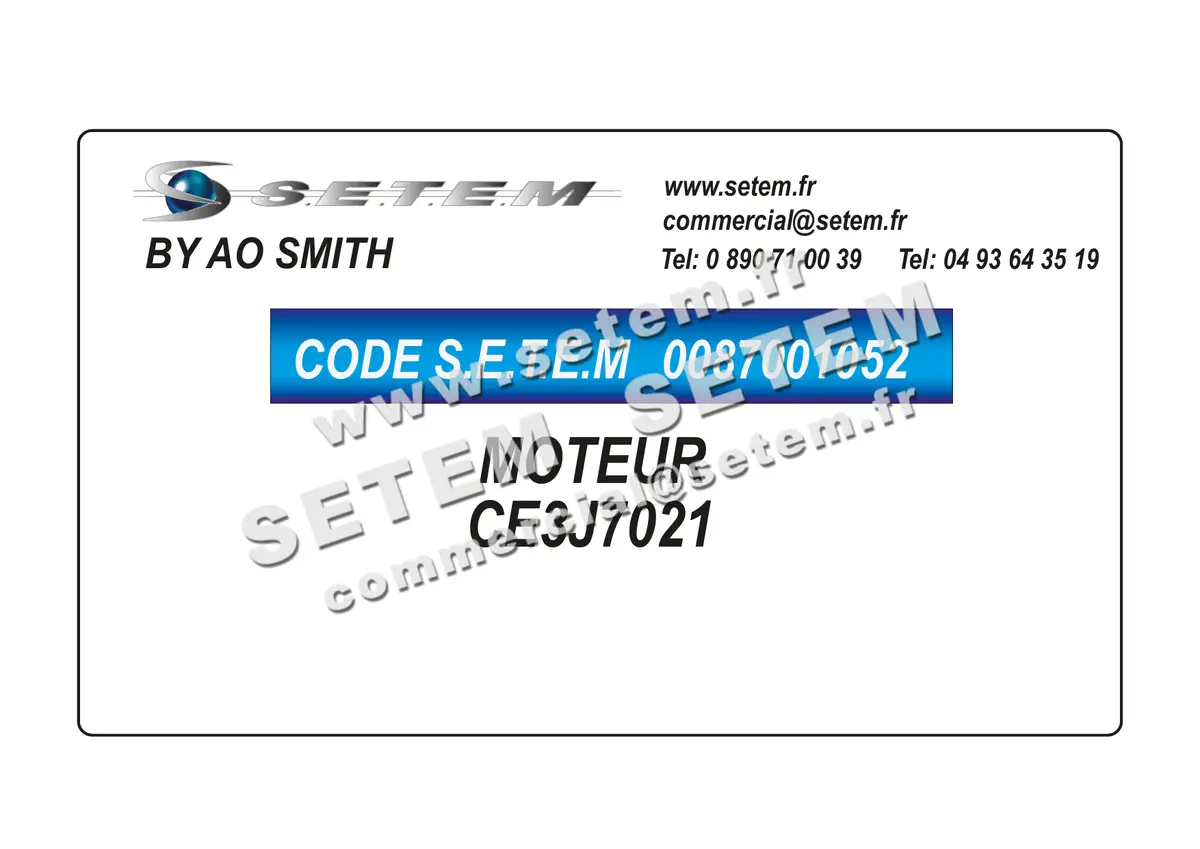 0087001052-MOTEUR AOSMITH CE3J7021