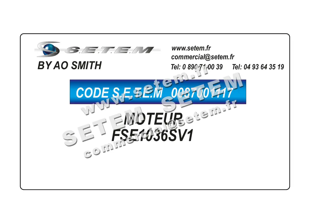 0087001117-MOTEUR AOSMITH FSE1036SV1