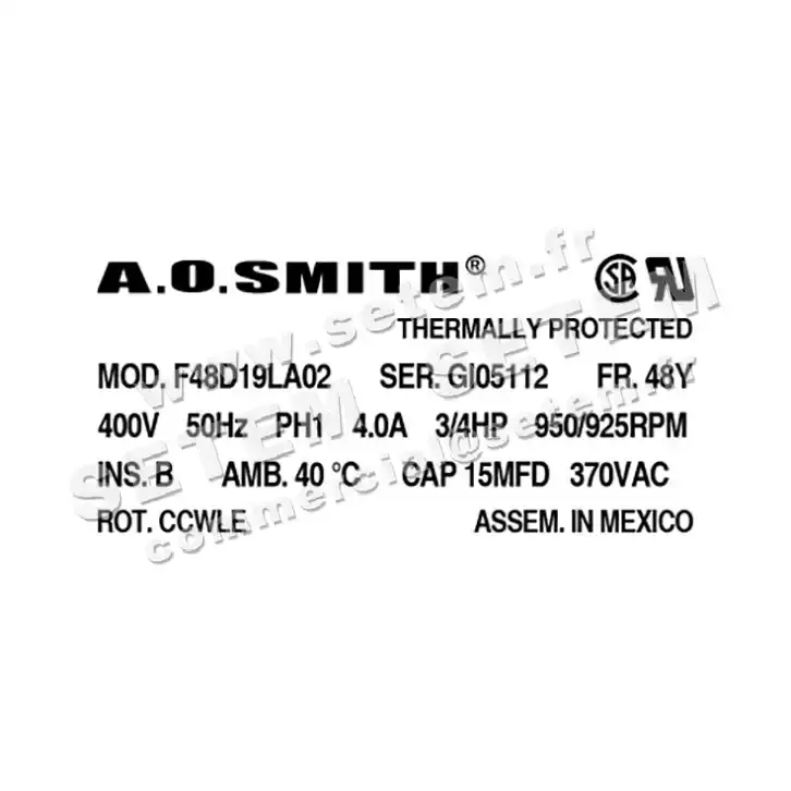 0087005791-MOTEUR AOSMITH F48D19A02 "HC45SL400A" 3