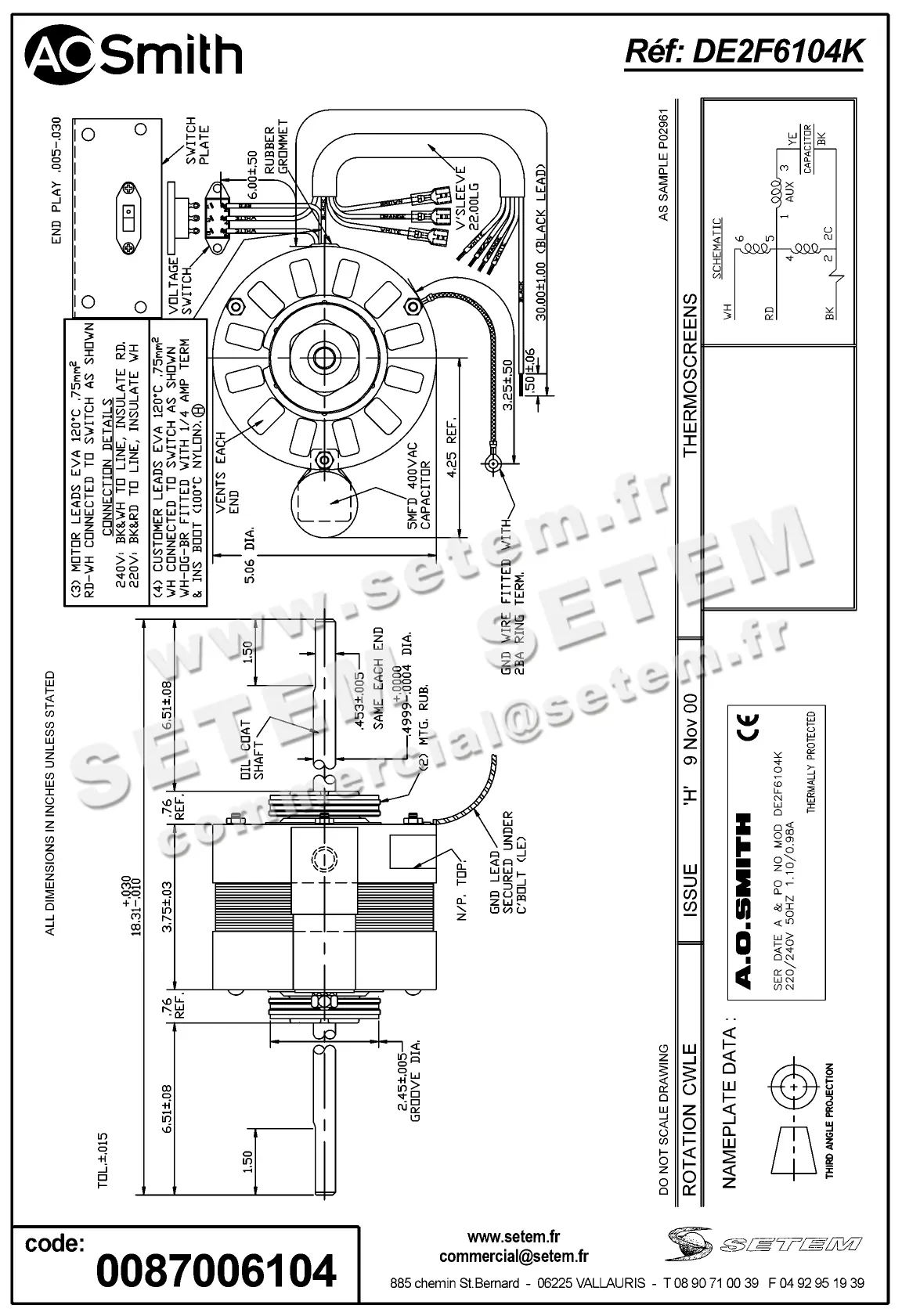 0087006104-MOTEUR AOSMITH DE2F6104K 2