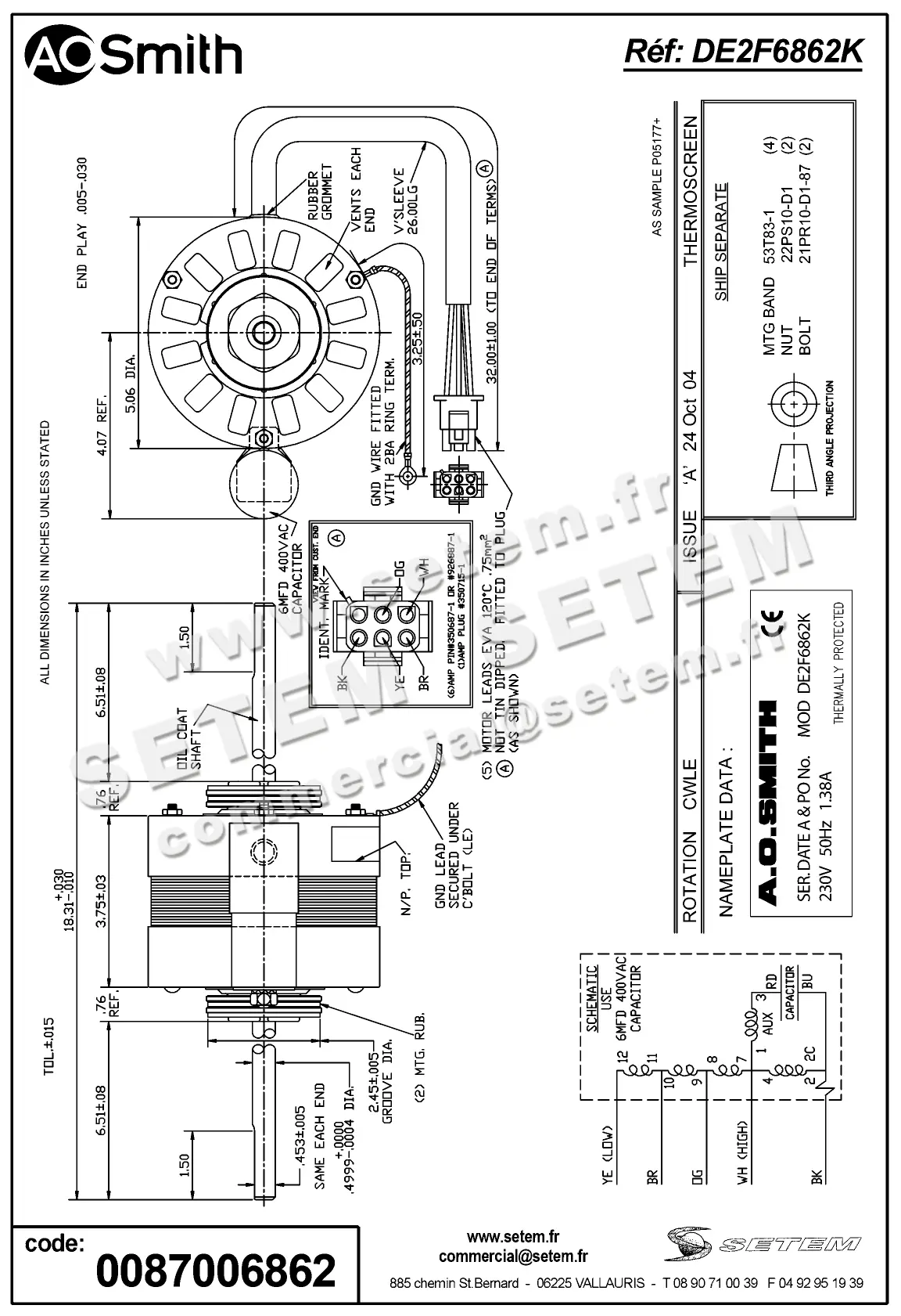 0087006862-MOTEUR AOSMITH DE2F6862K 2