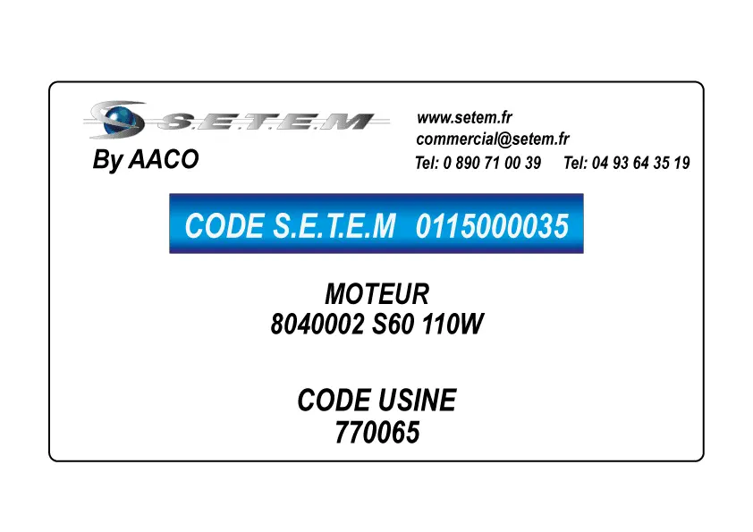 0115000035-MOTEUR AACO S60M *8040002*