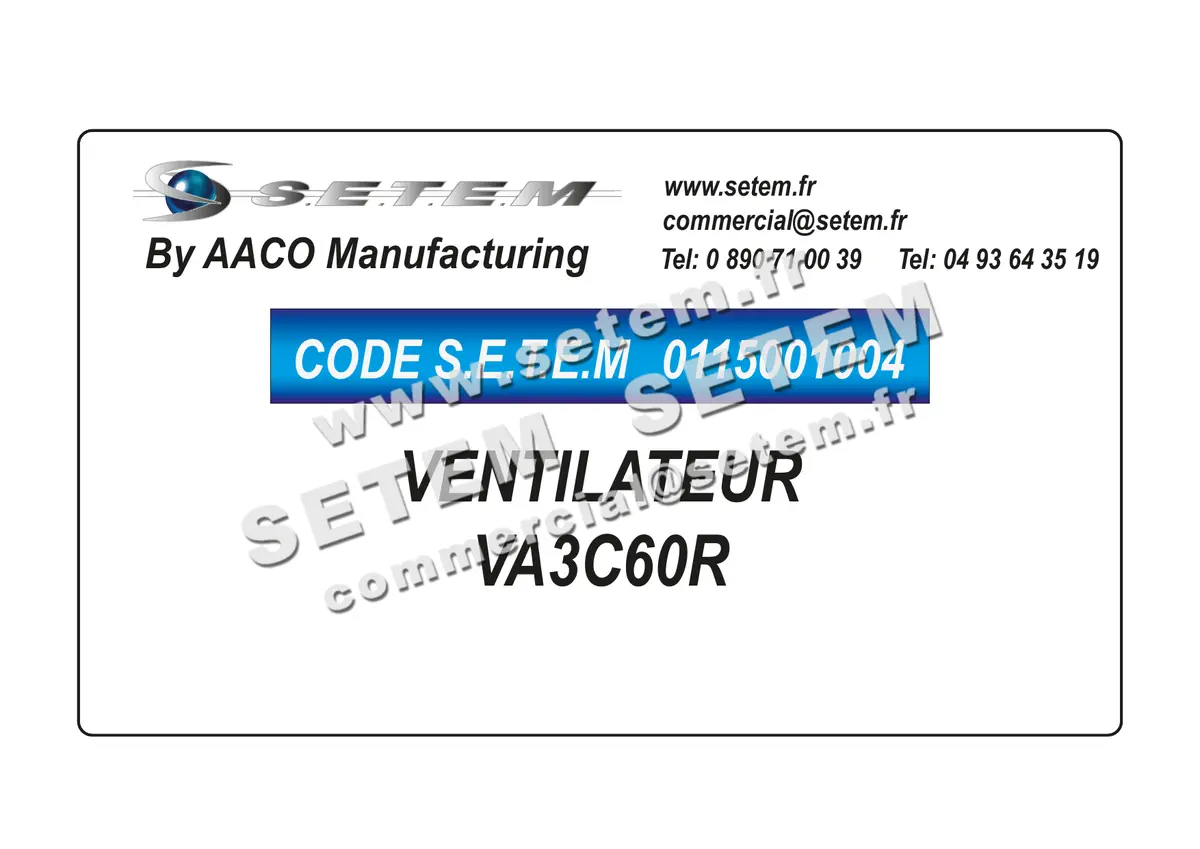 0115001004-VENTILATEUR AACO VA3C60R